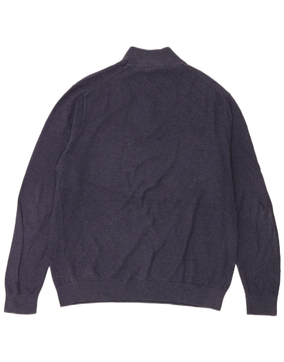 Pulover pentru bărbați Lyle & Scott, cu fermoar și gât, din bumbac mare, albastru bleumarin