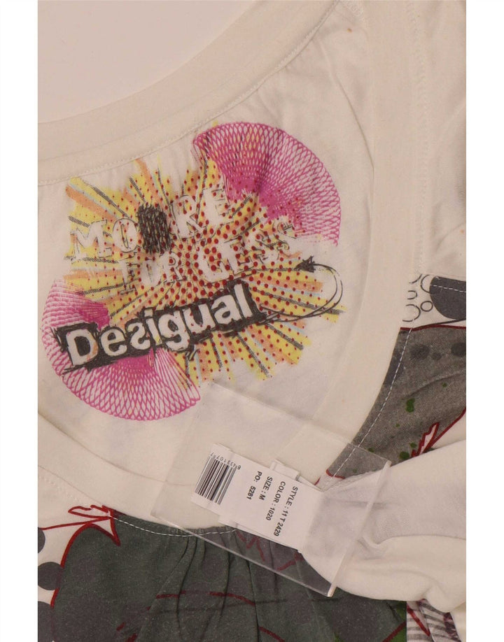 Tricou grafic Desigual pentru femei Top UK 12 Poliester alb mediu