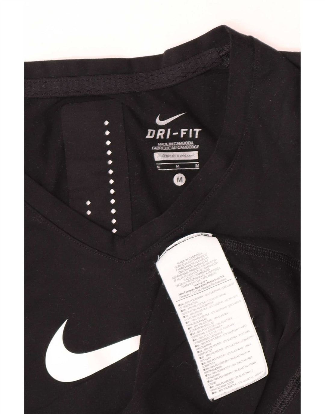 Top cu vestă grafică Nike Dri Fit pentru femei UK 12 Poliester mediu negru