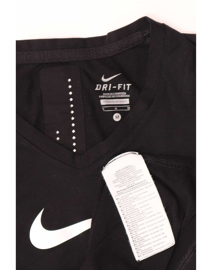Top cu vestă grafică Nike Dri Fit pentru femei UK 12 Poliester mediu negru