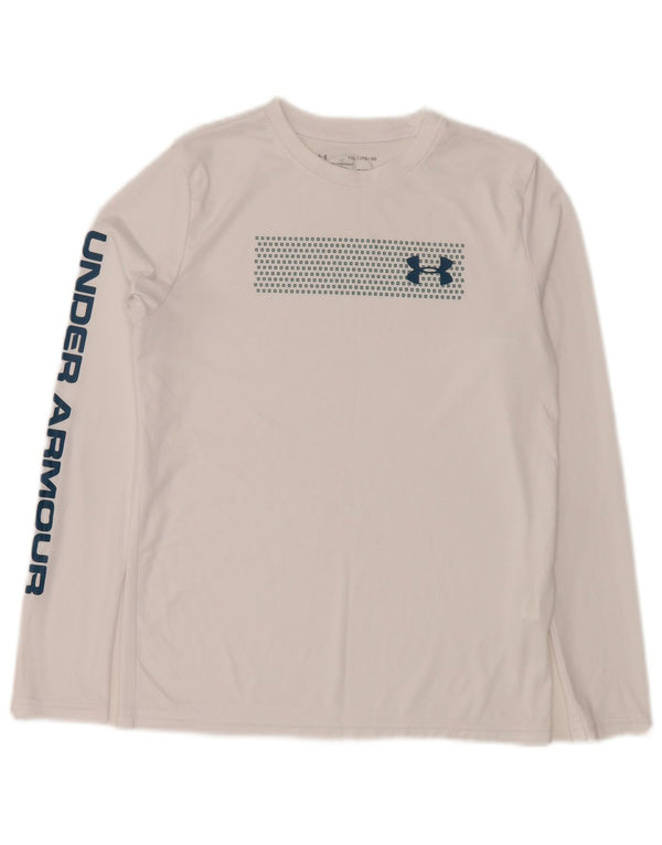 Under Armour pentru băieți Heat Gear Graphic Top cu mânecă lungă 13-14 ani XL, alb