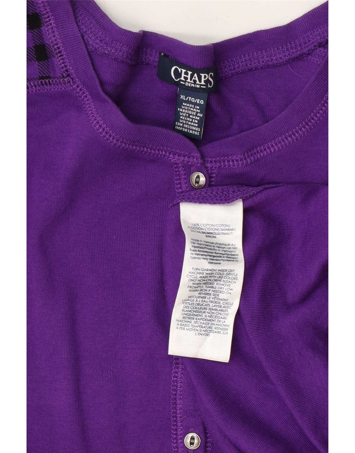 Top pentru femei Chaps cu mânecă lungă UK 18 XL Purple Check Bumbac