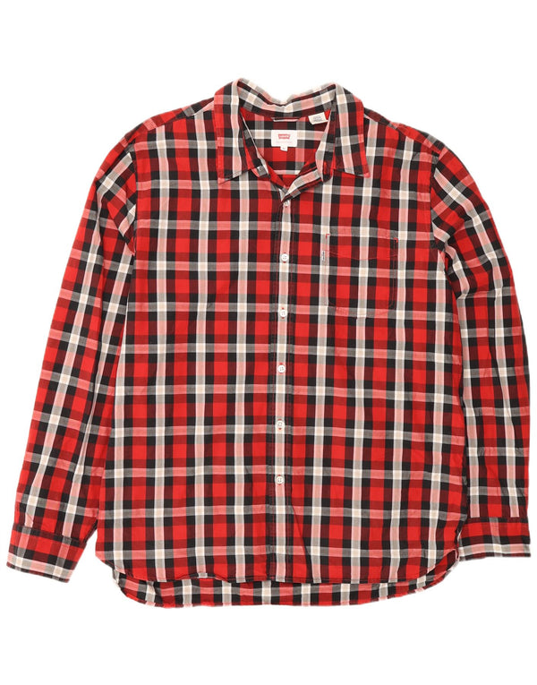 Cămașă pentru bărbați Levi's XL, bumbac cu carouri roșii
