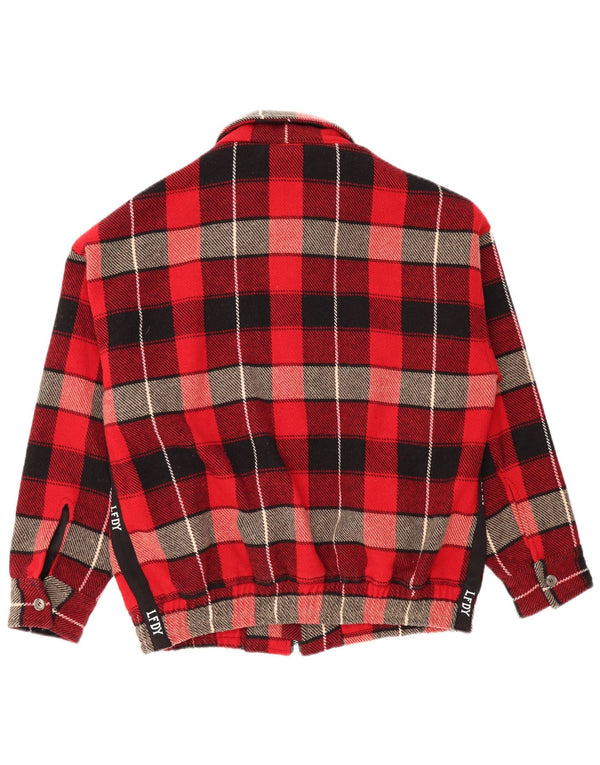 LFDY Mens Bomber Jacket UK 40 Large Red Check Wool