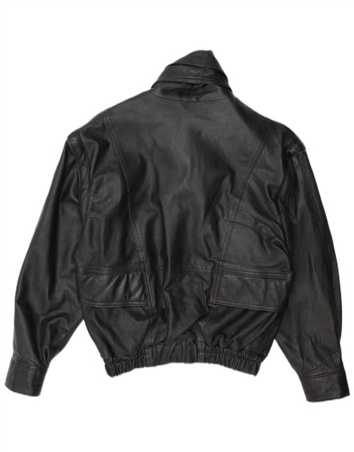 Jachetă de piele vintage pentru bărbați UK 38 Medium Black Leather