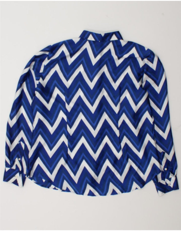 Bluză cămașă pentru femei Ralph Lauren UK 18 XL, poliester chevron albastru
