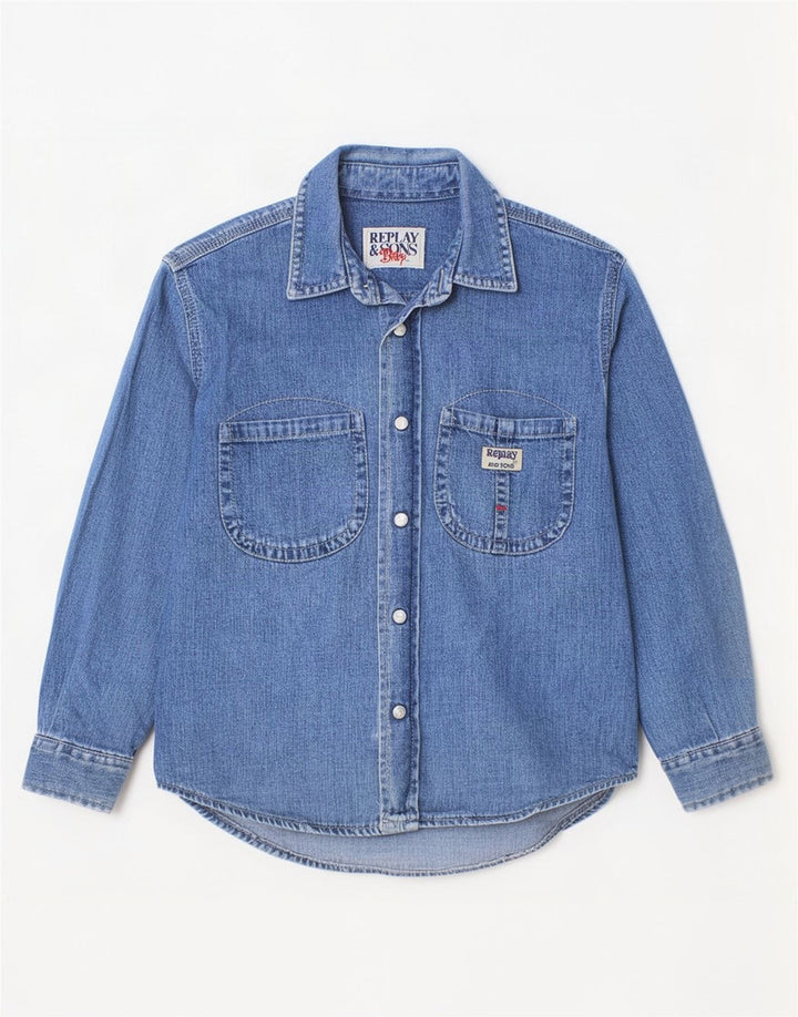 Cămașă Denim Graphic Băieți Replay 6-7 Ani Bumbac Albastru