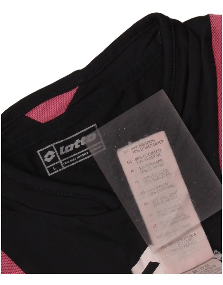 Tricou pentru femei LOTTO Top UK 14 mare, negru, poliamidă color bloc