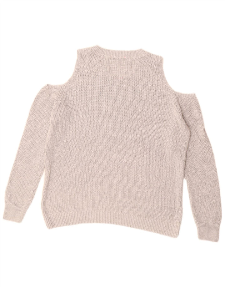 SUPERDRY Pulover cu decolteu cu barcă cu grafică pentru femei UK 14 Gri mediu