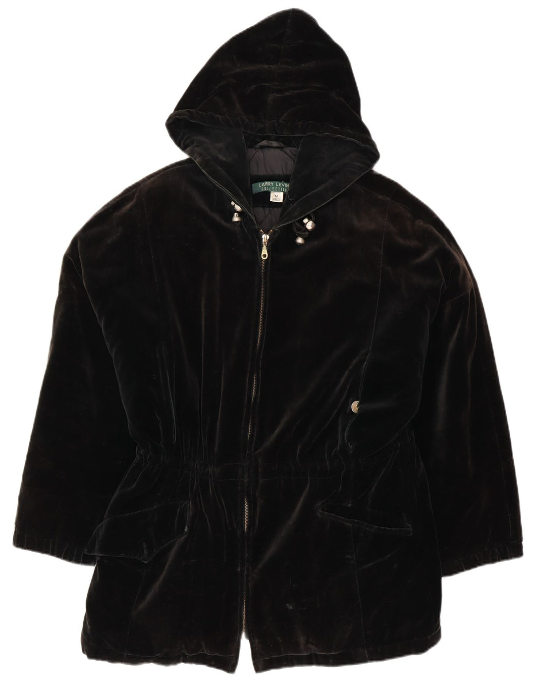 LARRY LEVINE Jachetă de vânt pentru femei, cu glugă, cu formă largi, UK 14 Medium Black