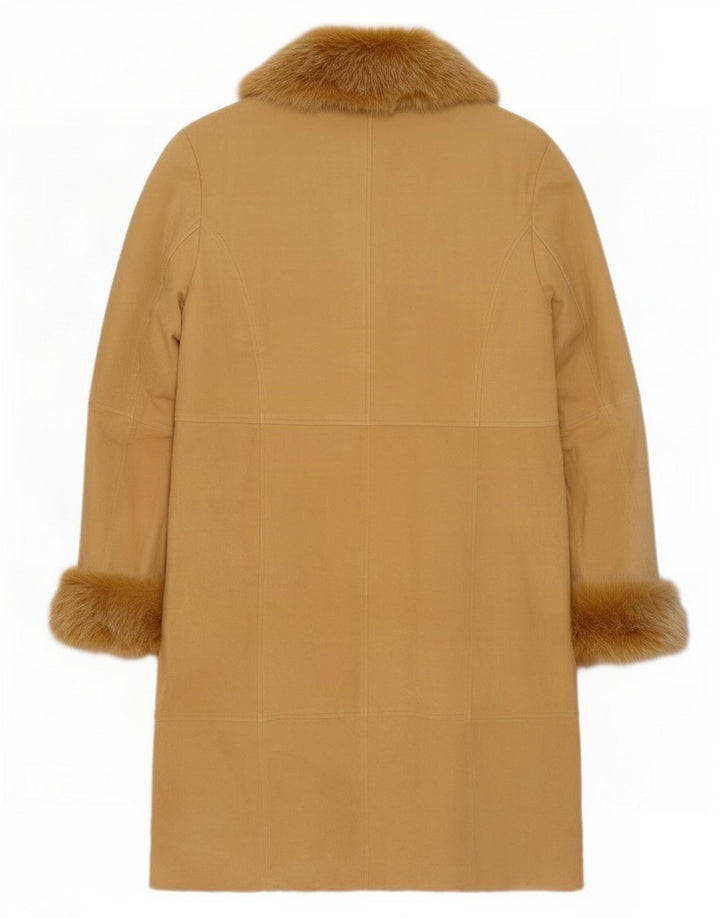 Pardesiu vintage de damă din piele intoarsa EU 38 Medium Beige Piele