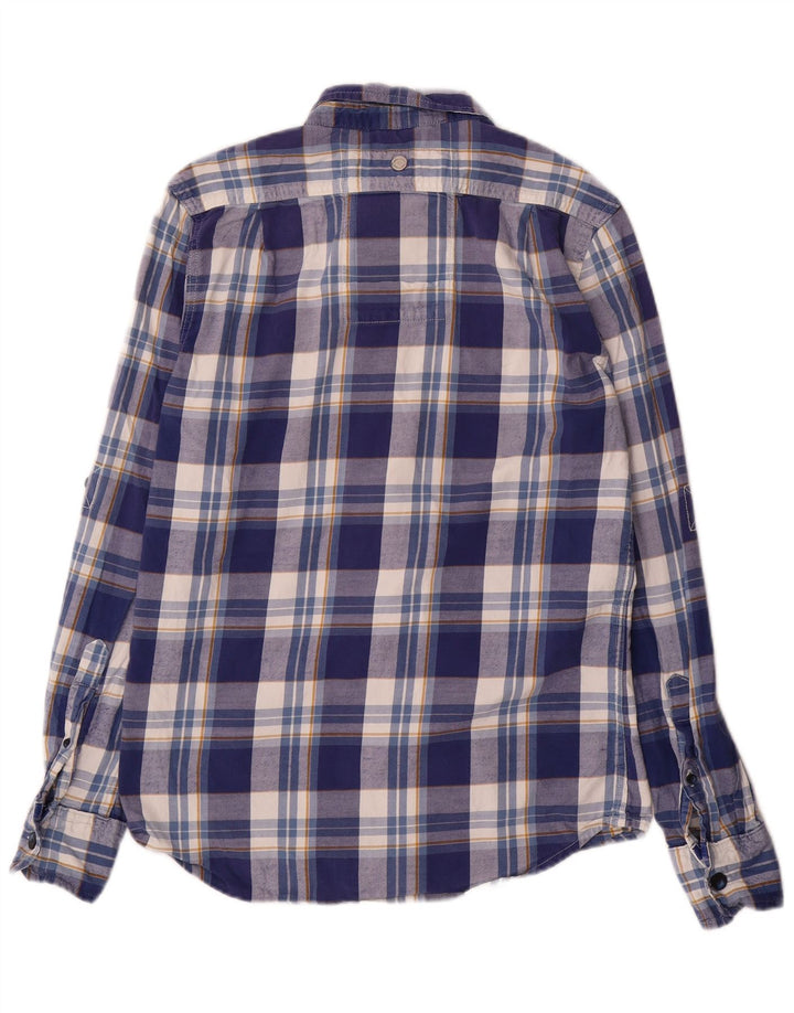 Cămașă de flanel pentru bărbați Superdry, bumbac cu carouri bleumarin mediu