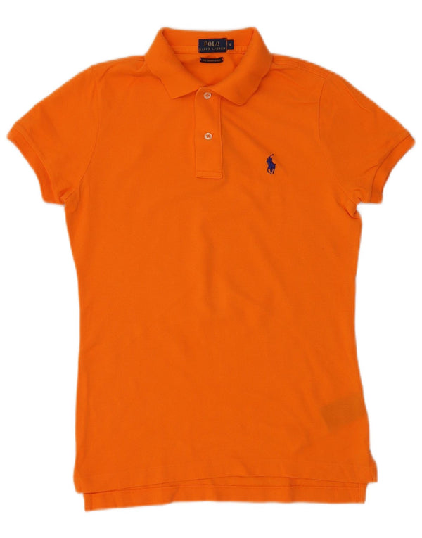 POLO RALPH LAUREN Tricou polo subțire pentru femei UK 10 Bumbac portocaliu mic