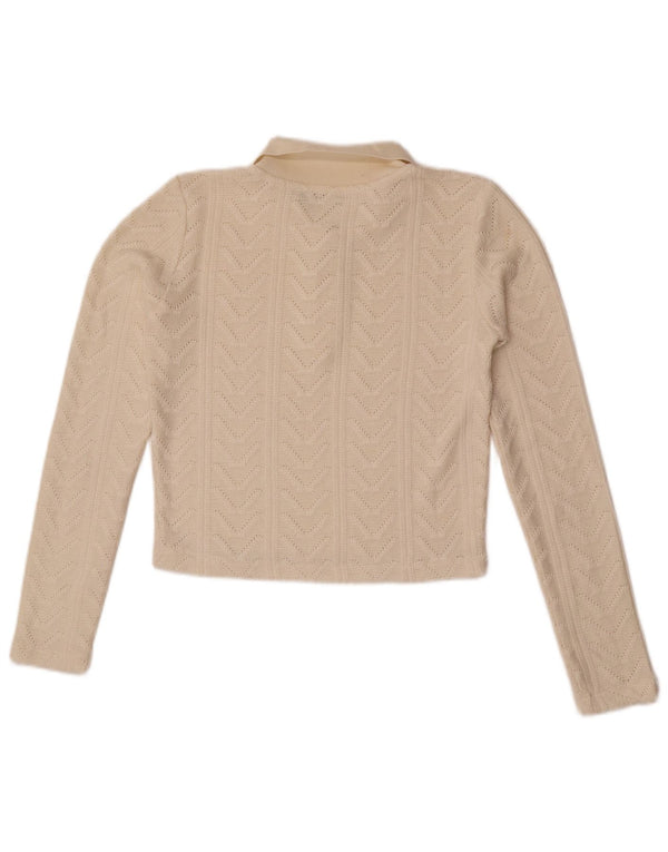 Pulover cu gât polo scurt Zara pentru femei UK 12 Medium Off White