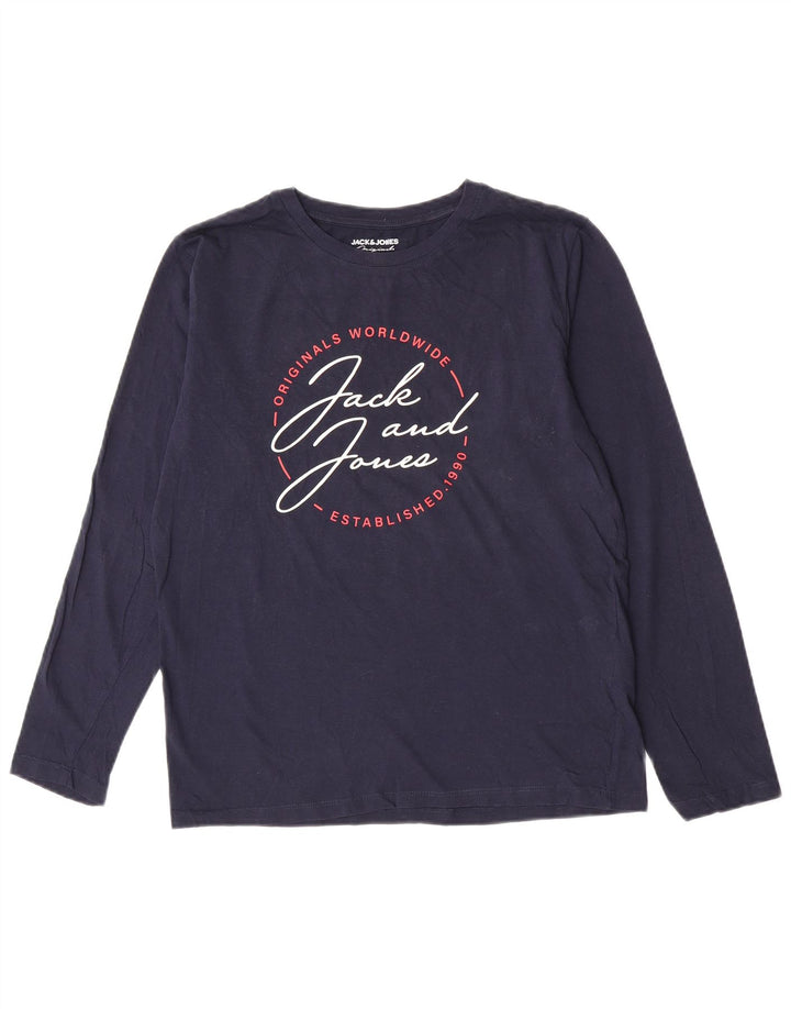 Jack & Jones Tricou cu mânecă lungă pentru bărbați, albastru bleumarin, bumbac