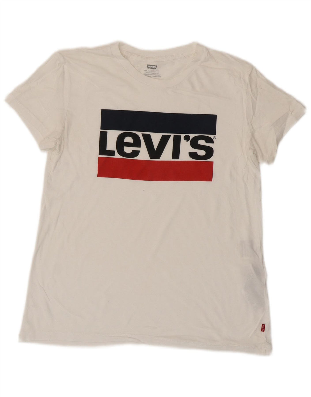 Tricou cu grafic supradimensionat pentru femei LEVI'S Top UK 6 XS Bumbac alb