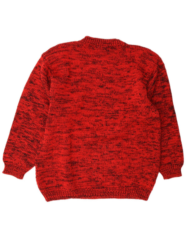 Pulover vintage pentru femei cu decolteu rotund cu grafică UK 14 Medium Red Flecked
