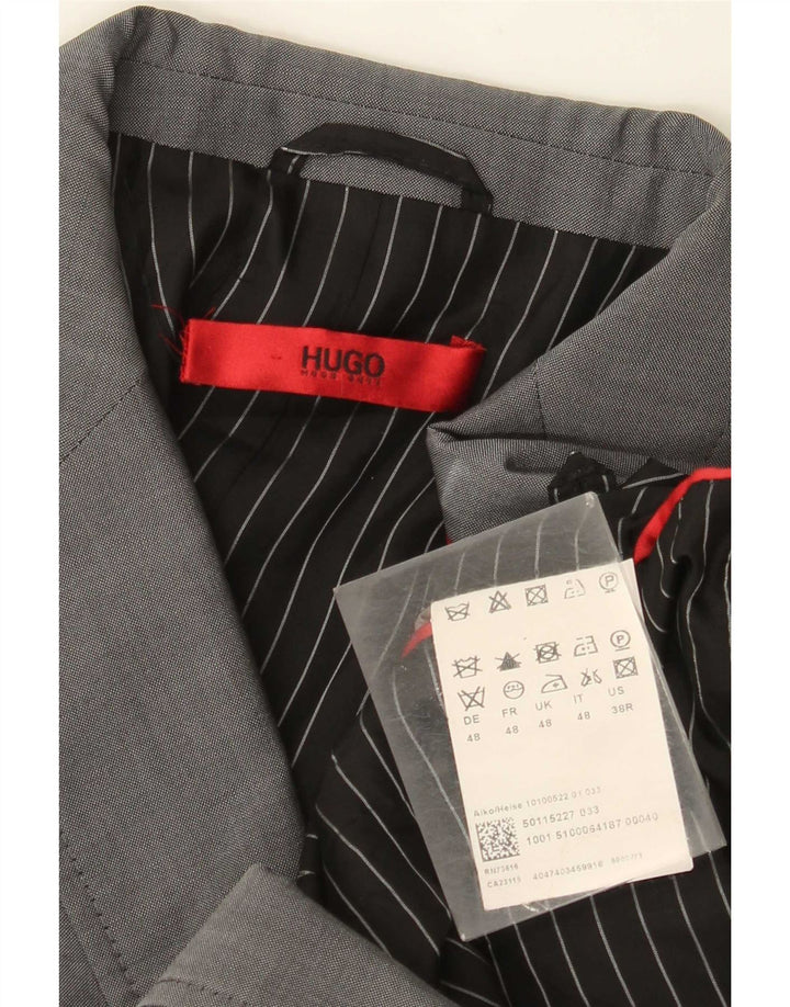 Blazer pentru bărbați Hugo Boss cu 2 nasturi EU 48 Lână gri mediu
