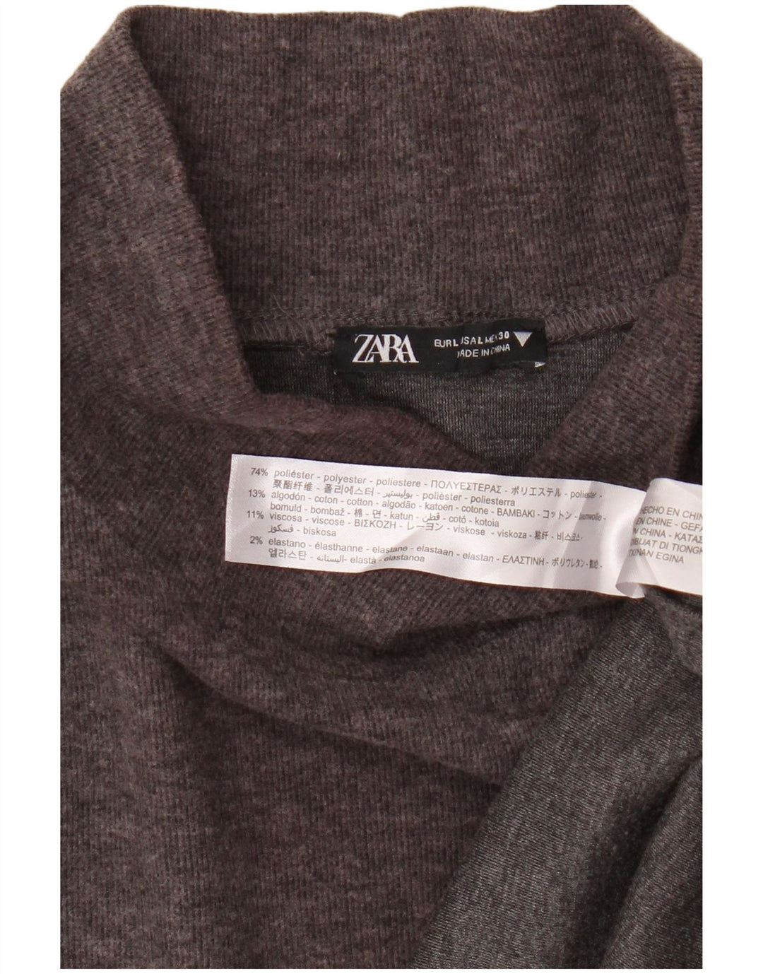 Rochie cu mâneci 3/4 pentru femei Zara UK 16 Poliester maro mare