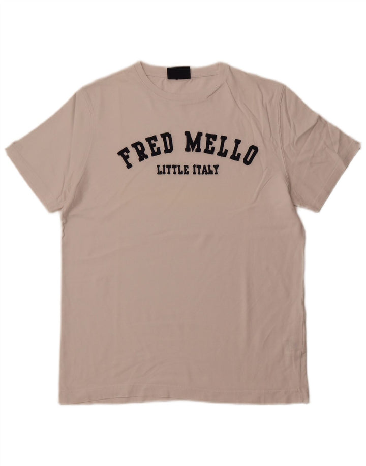 FRED MELLO Tricou grafic pentru bărbați Top mare din bumbac alb