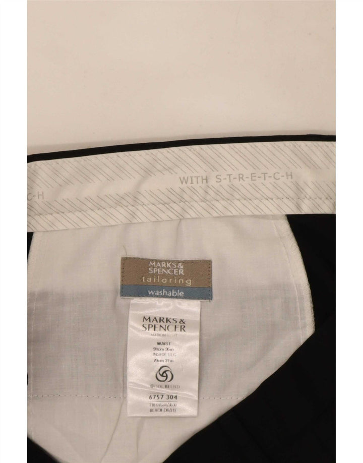 Pantaloni de costum pentru bărbați Marks & Spencer L36 L31 Poliester negru