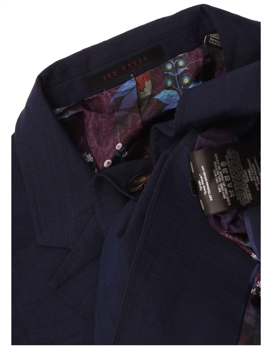 Jachetă Ted Baker pentru bărbați, cu 2 nasturi, UK 44 2XL Lână bleumarin