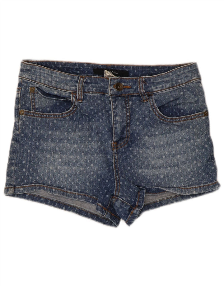 Pantaloni scurți din denim pentru femei Billabong W28, bumbac cu pete albastre medii