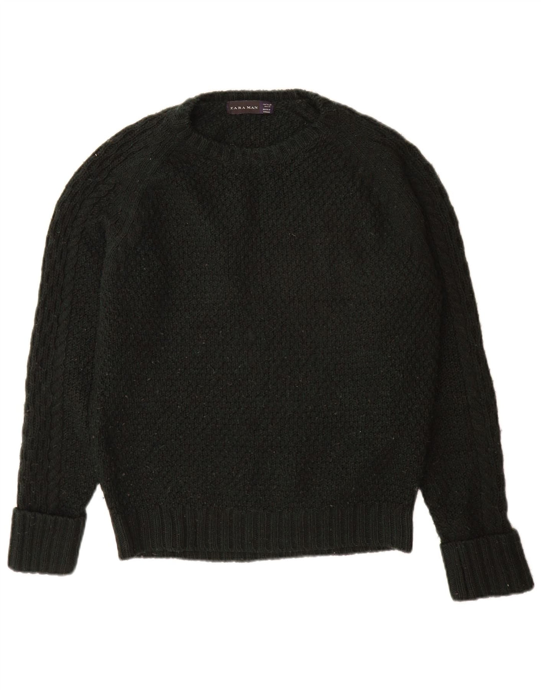 Pulover pentru bărbați Zara, cu decolteu, mediu, negru, acrilic