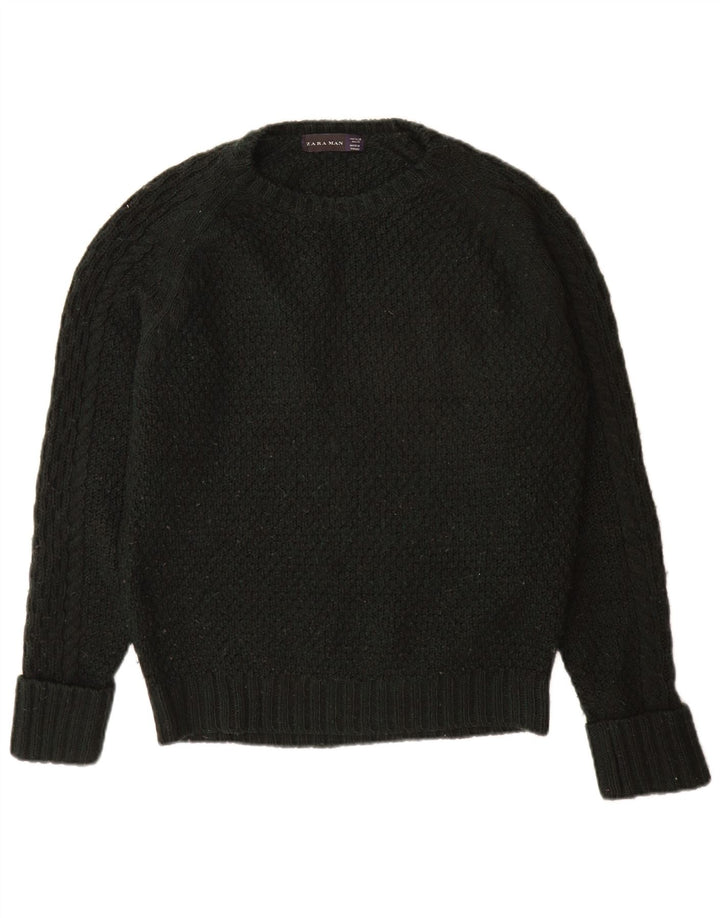 Pulover pentru bărbați Zara, cu decolteu, mediu, negru, acrilic