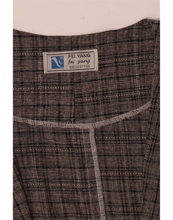 Vintage Womens Longline Blazer Jacket UK 14 Medium Grey Plaid