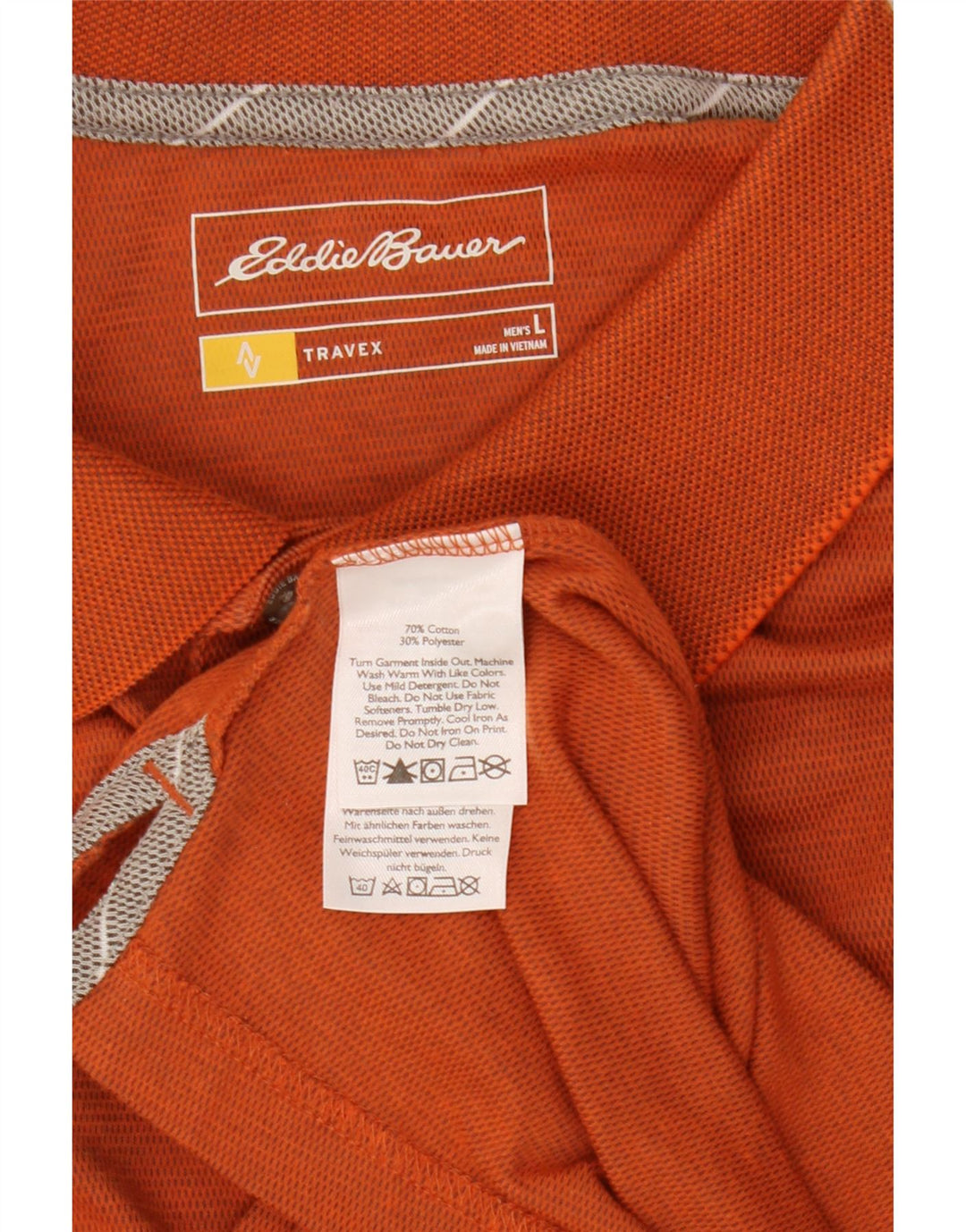 Cămașă polo Eddie Bauer pentru bărbați, bumbac portocaliu mare