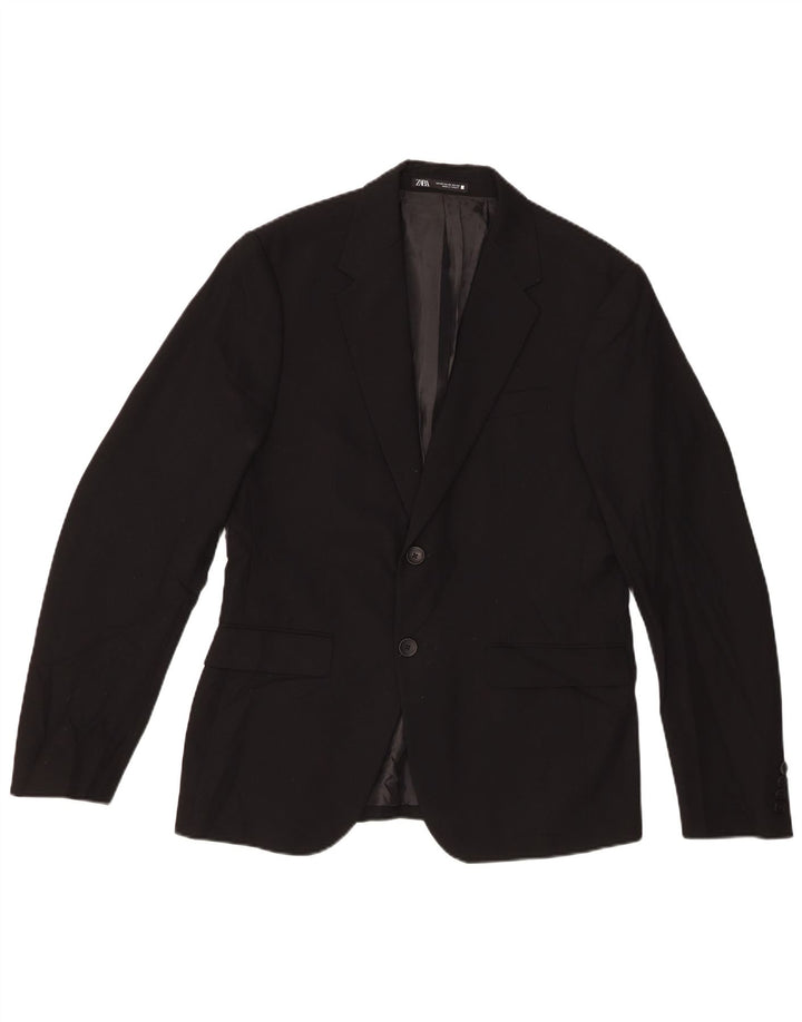 Blazer pentru bărbați Zara cu 2 nasturi EU 48 Viscoză Neagră Medie
