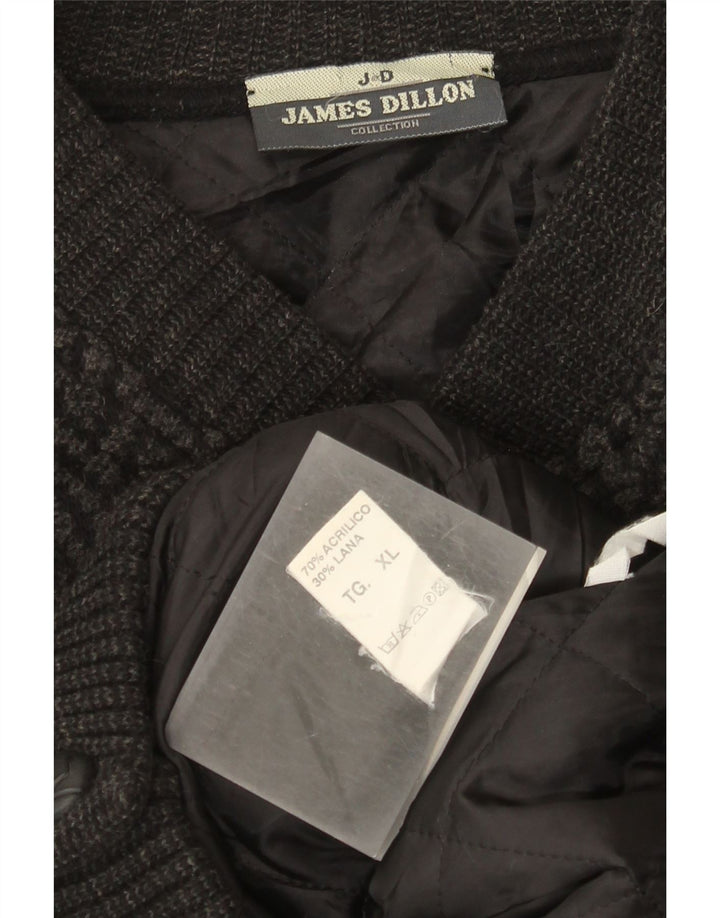 Pulover cardigan pentru bărbați James Dillon XL gri Chevron acrilic
