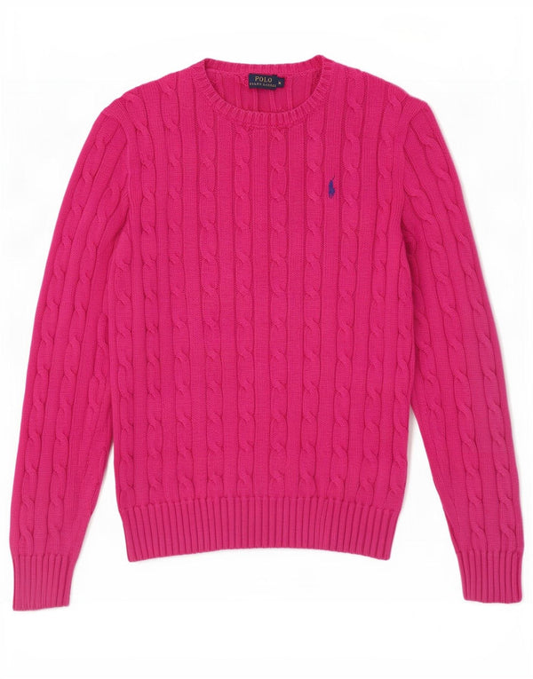 Pulover Polo Ralph Lauren pentru damă, cu gât crew, bumbac, roz mediu, UK 12