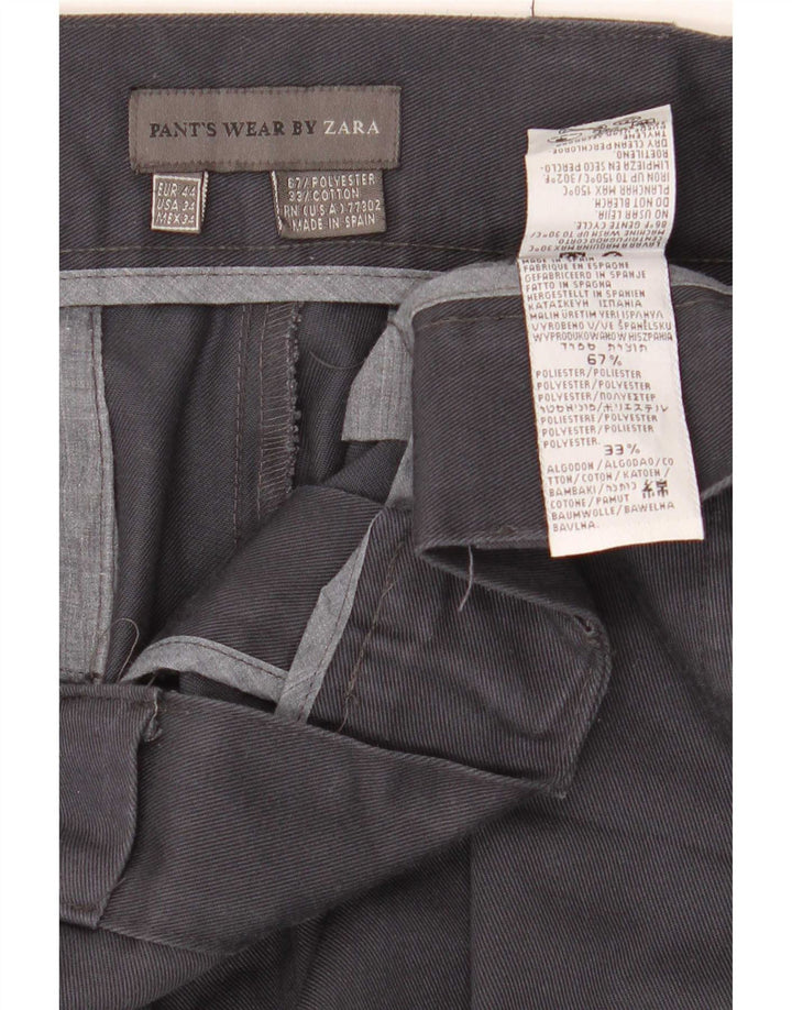 Pantaloni chino drepți pentru bărbați Zara EU 44 Large W34 L28 Gri Poliester