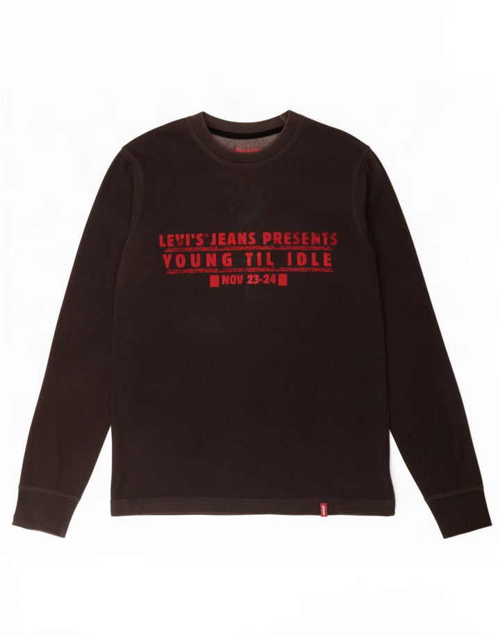 Levi's Top grafic pentru bărbați cu mânecă lungă, bumbac negru mic