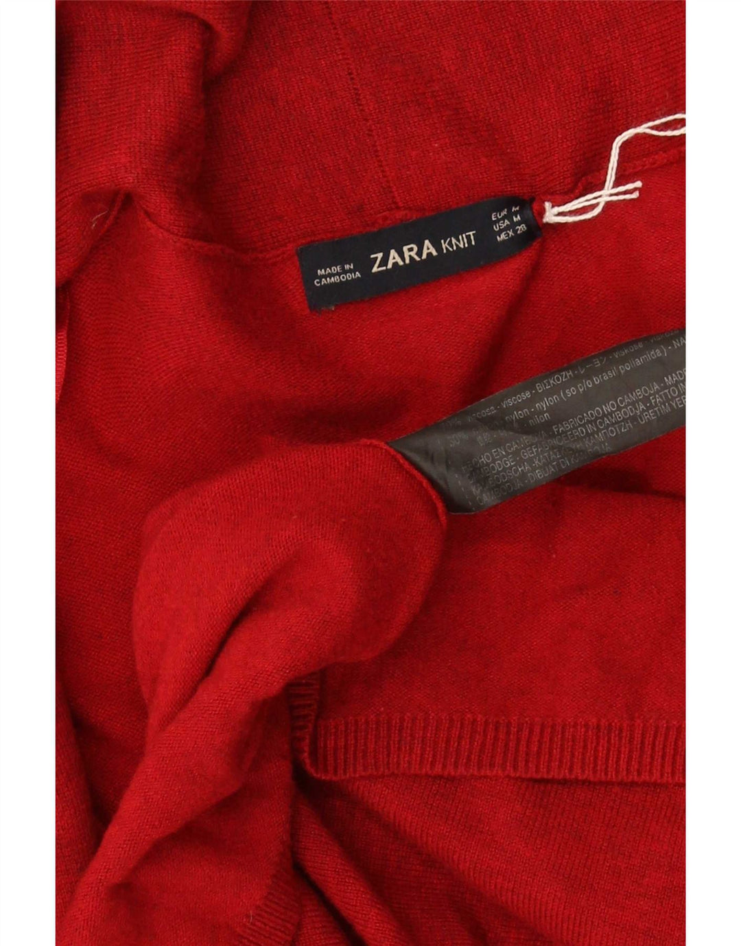Pulover cardigan pentru femei Zara UK 12, viscoză roșie medie