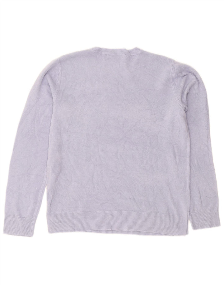 Pulover pentru femei Marks & Spencer cu decolteu triplu UK 12 Medium Blue Acrylic