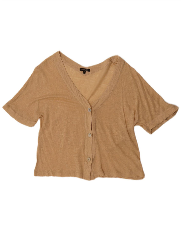 Top cardigan cu mânecă scurtă pentru femei Massimo Dutti UK 14 Bej mediu