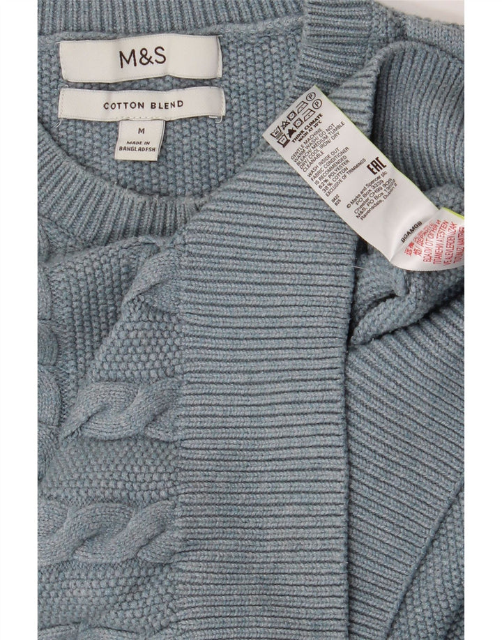 Pulover pentru bărbați Marks & Spencer, cu gât crew, poliester albastru mediu