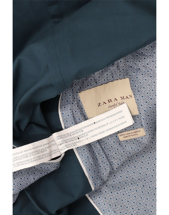 Blazer pentru bărbați Zara cu 2 nasturi EU 50 Poliester albastru mediu