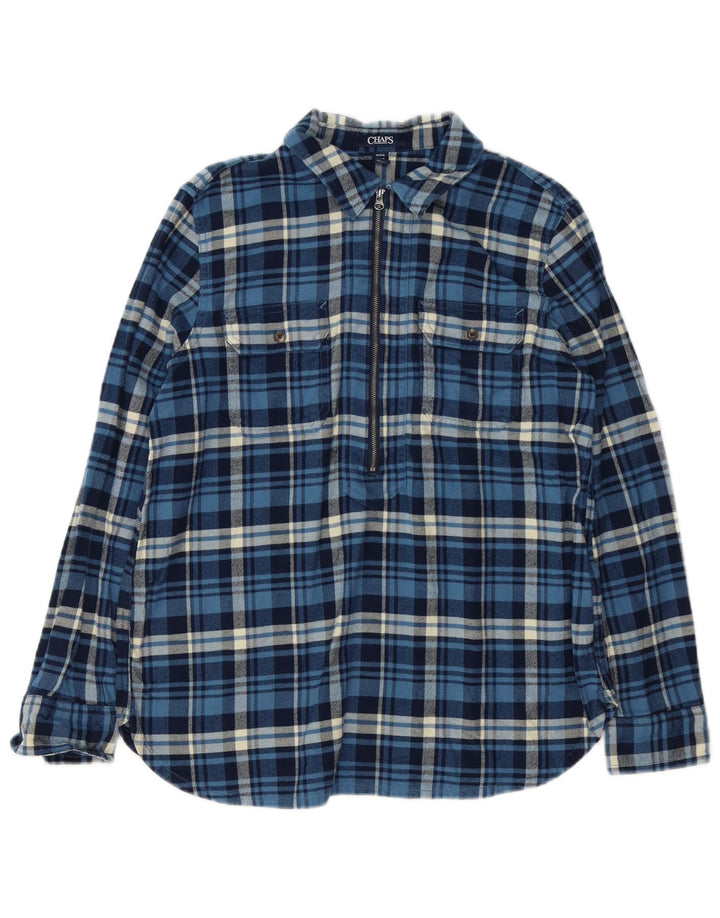 Cămașă pulover de flanel pentru femei CHAPS UK 14, bumbac cu carouri albastru mediu