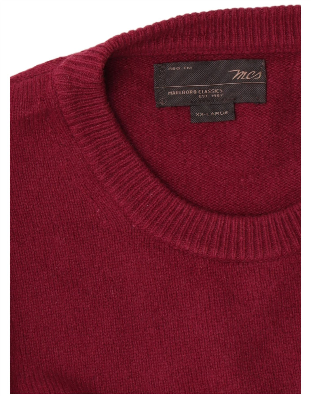 Pulover Marlboro Classics pentru bărbați, cu gât crew, 2XL, lână burgundă