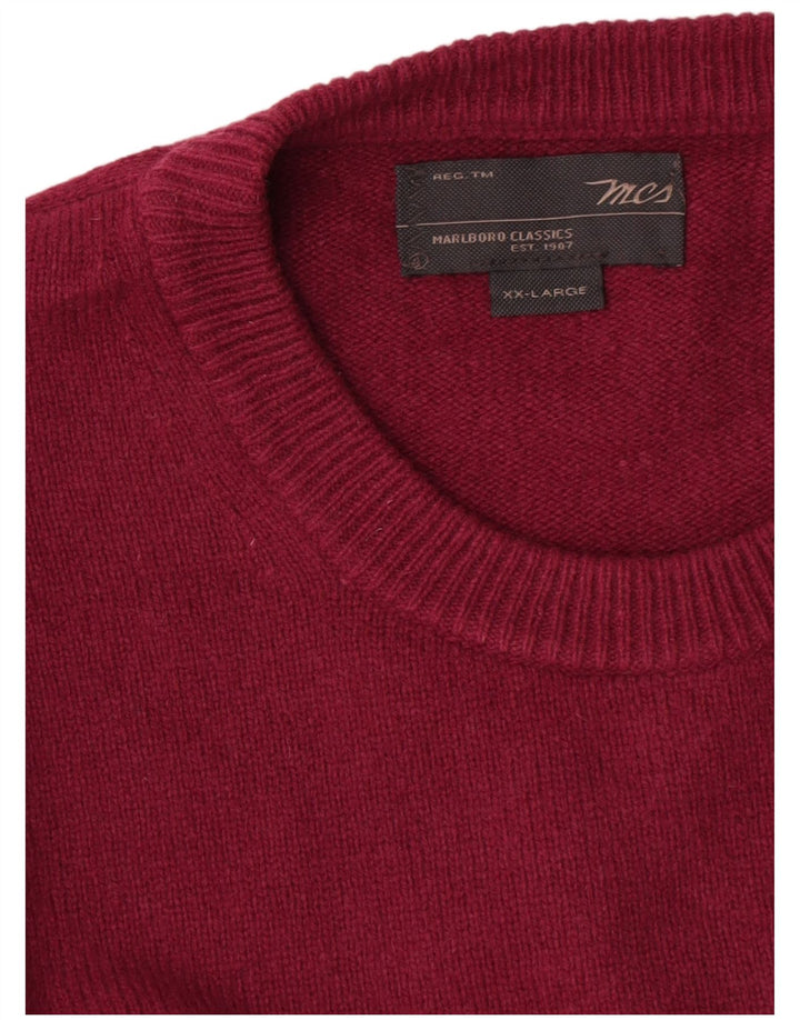 Pulover Marlboro Classics pentru bărbați, cu gât crew, 2XL, lână burgundă