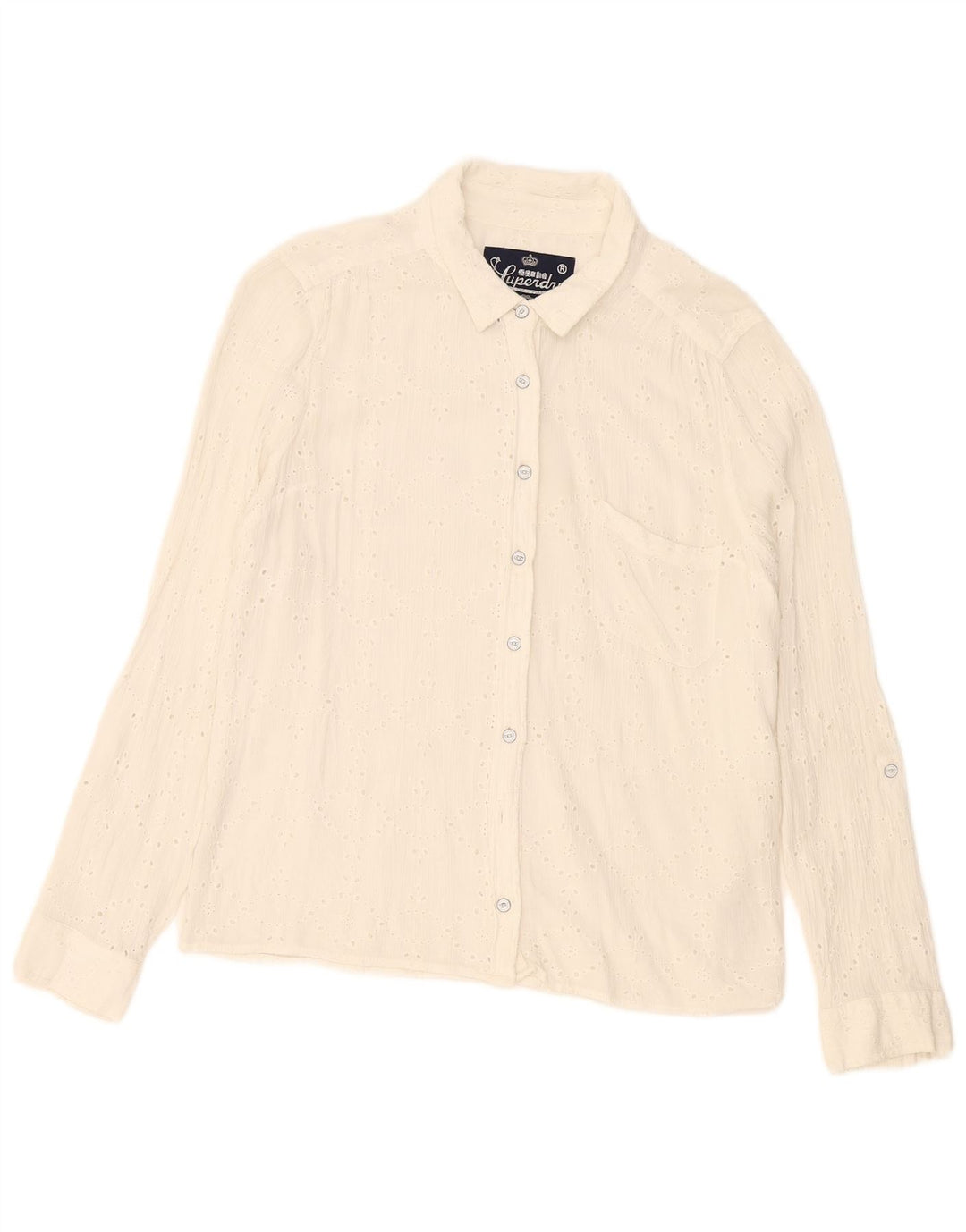 Cămașă Superdry pentru femei UK 18 XL Bumbac alb
