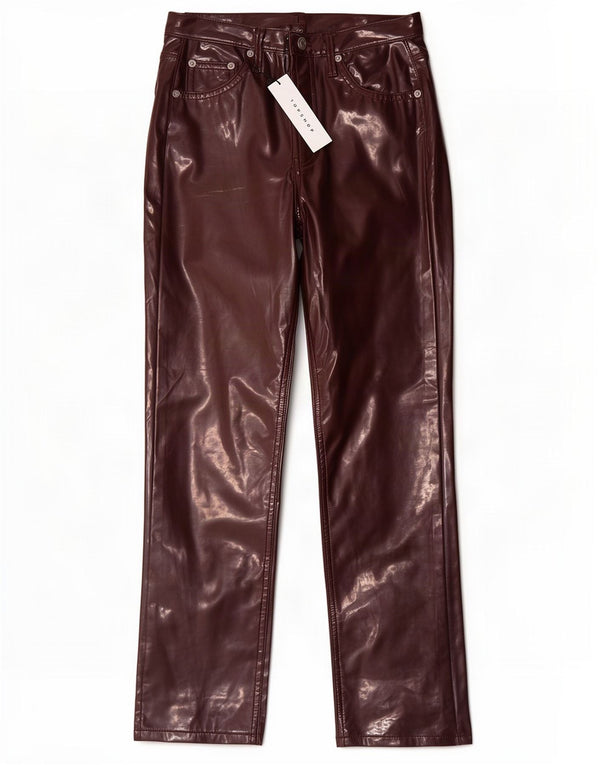 Topshop Pantaloni drepti pentru femei UK 8 Small W26 L26 Violet Poliuretan