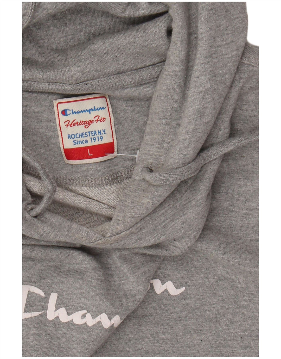 Pulover pentru damă CHAMPION Heritage Fit Graphic Hoodie UK 14 Large Gri