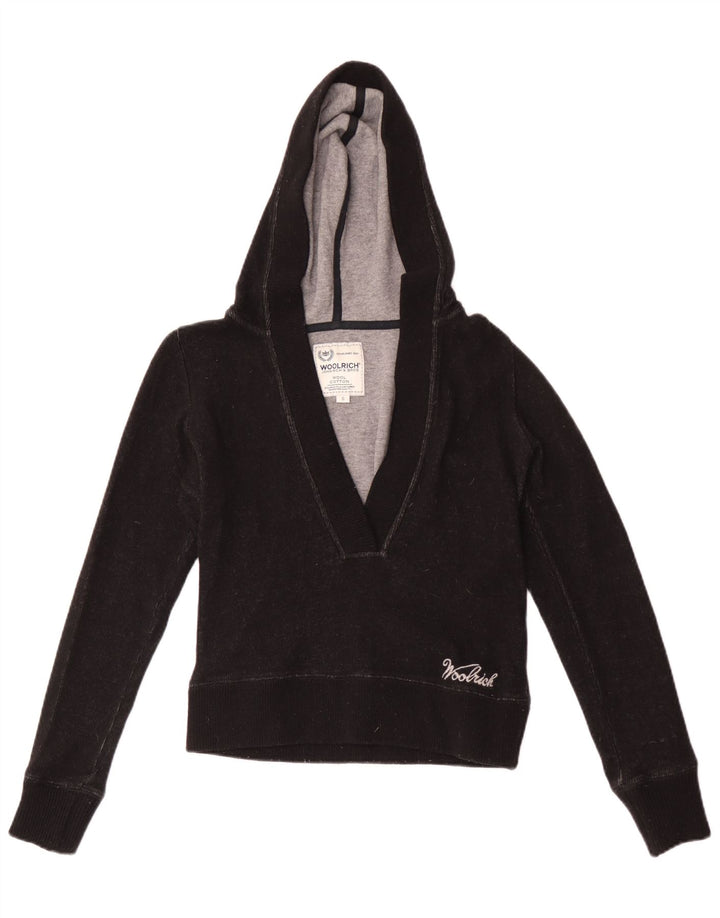 Woolrich Pulover cu glugă pentru femei UK 10 Lână neagră mică