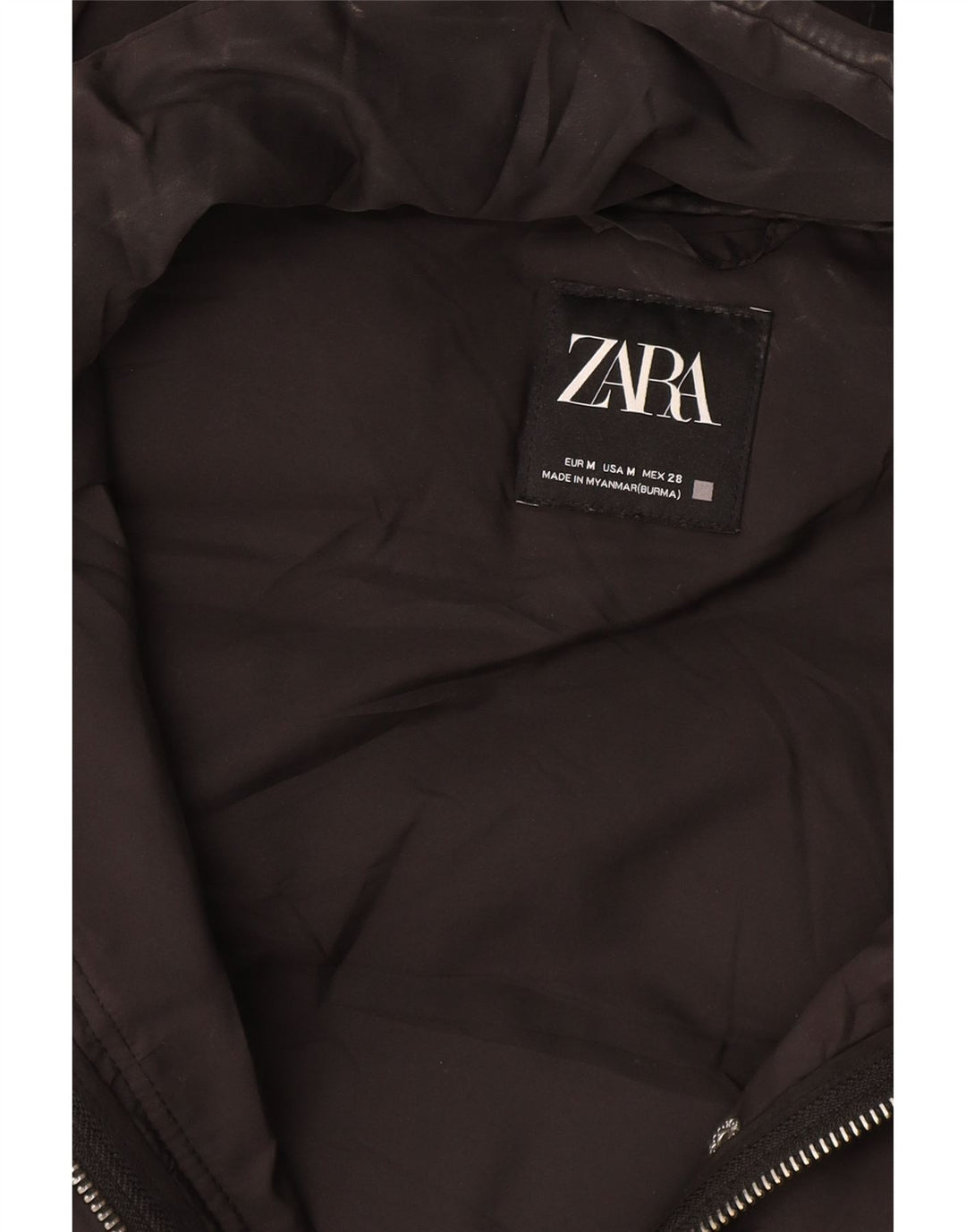 Gilet căptușit cu glugă pentru femei Zara UK 14 Medium Black