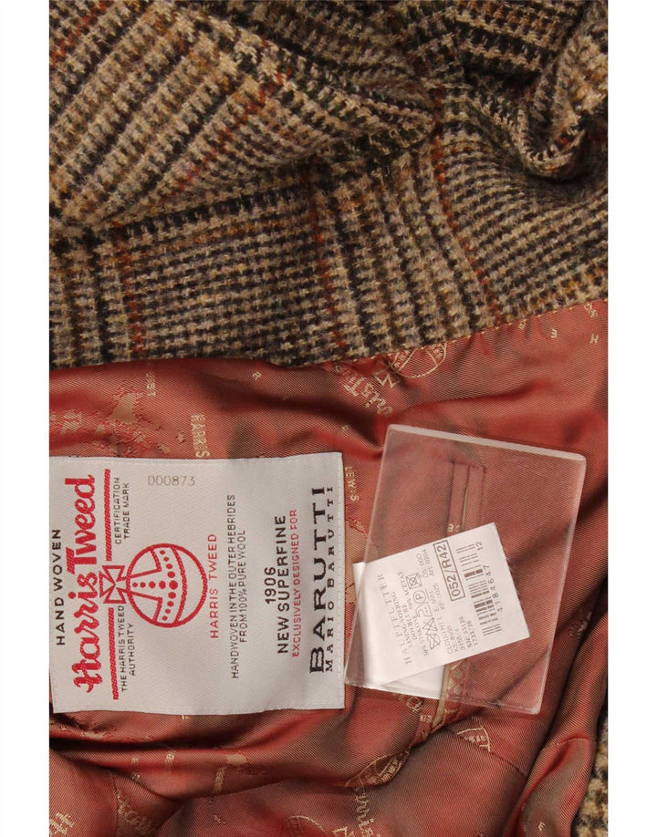 Jachetă pentru bărbați Harris Tweed, cu 2 nasturi, IT 52 XL, lână cu carouri maro